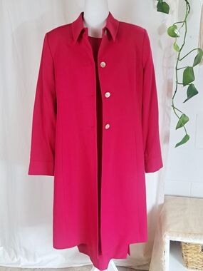 Vintage Austin Reed Wool Jacket and Dress matching set peony pink sz14